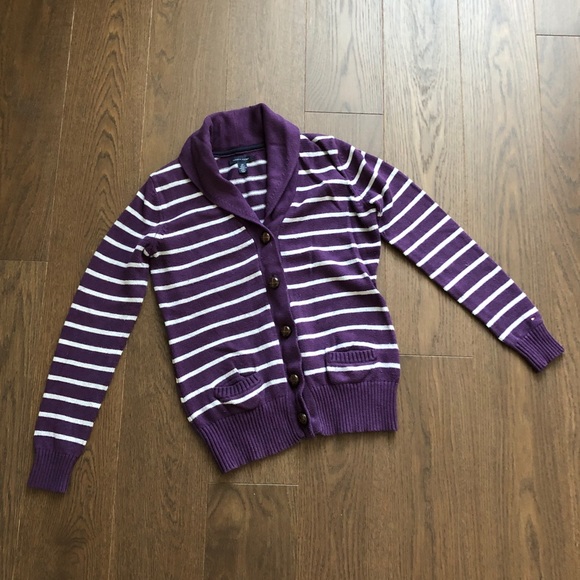 Tommy Hilfiger Thick Purple Gray Cardigan - Picture 4 of 5